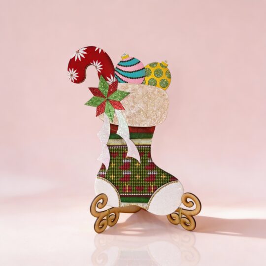 Bota de Navidad MDF -  Bolas y Baston