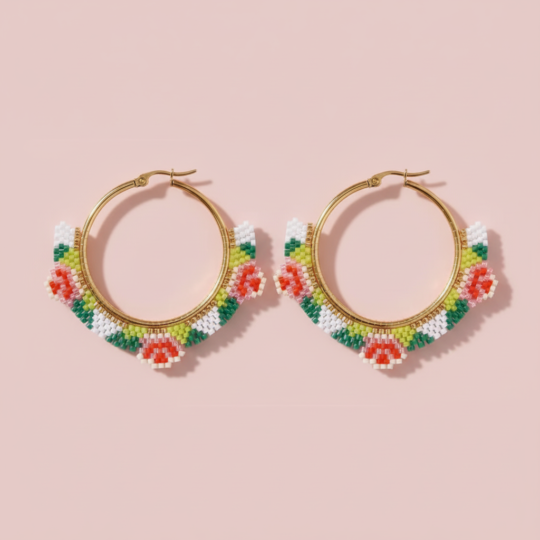 Candongas miyuki con flores