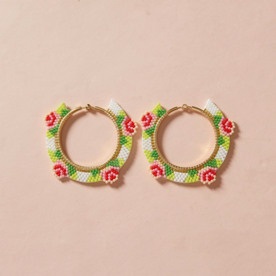 Candongas Miyuki  rosas y hojas