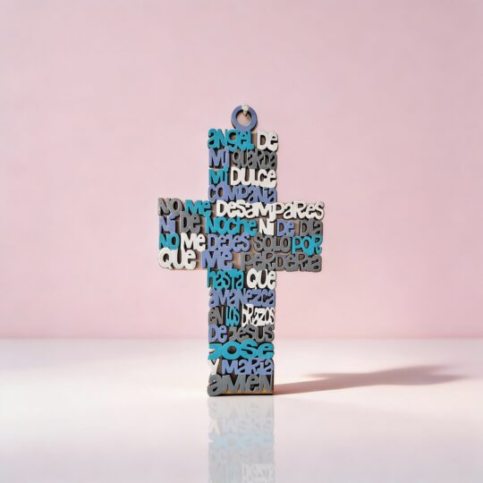 Cruz con Ángel de la Guarda en MDF corte laser