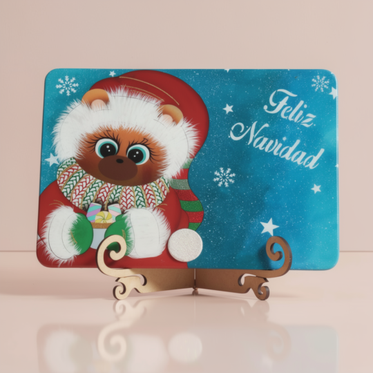 Individual MDF resinado - Oso Navideño