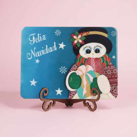Individual MDF resinado - Muñeco de Nieve