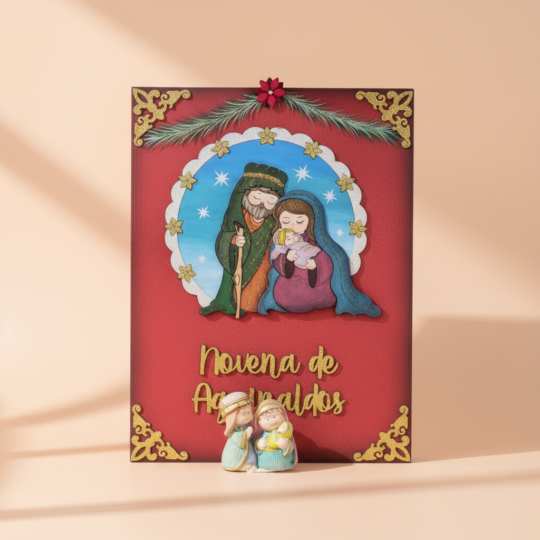 Caja con novena de Aguinaldos en MDF - Nacimiento